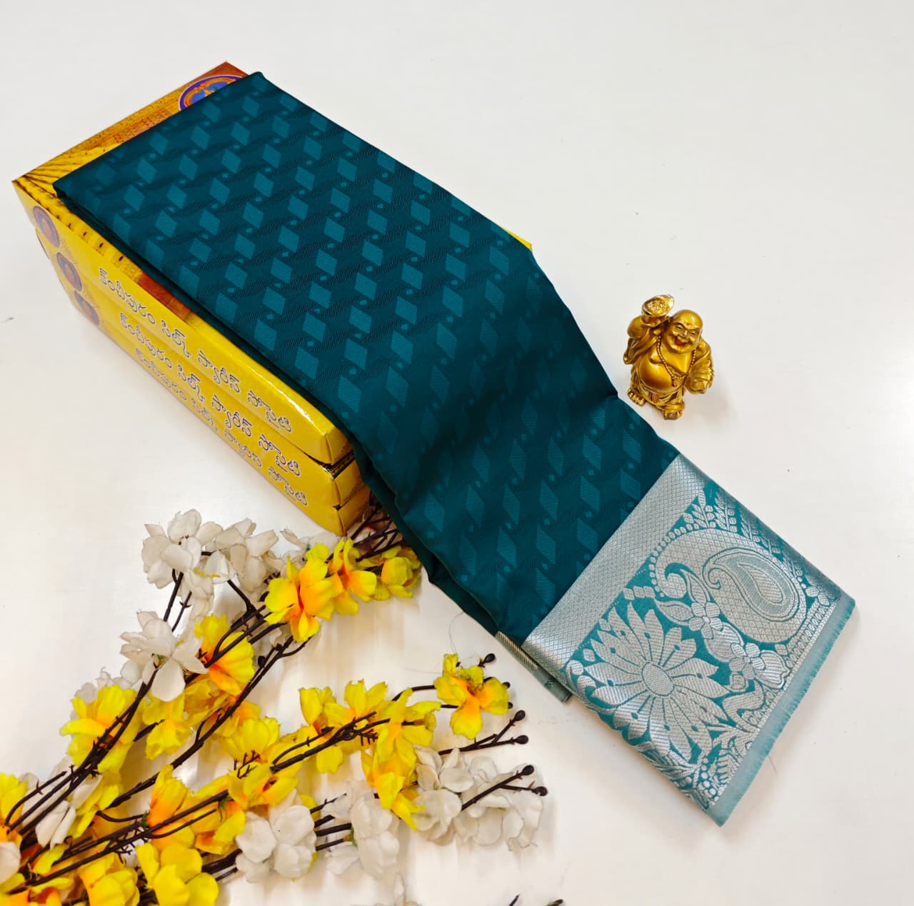 Olive Green Soft Silk Bridal Saree with Rich Silk Finish